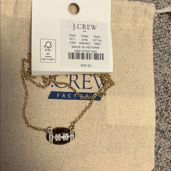 NWT JCrew Factory Pavé football charm necklace - Picture 2 of 5